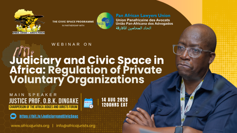 Invitation to a webinar on: Judiciary and Civic Space in Africa: Regulation of Private Voluntary Organizations.